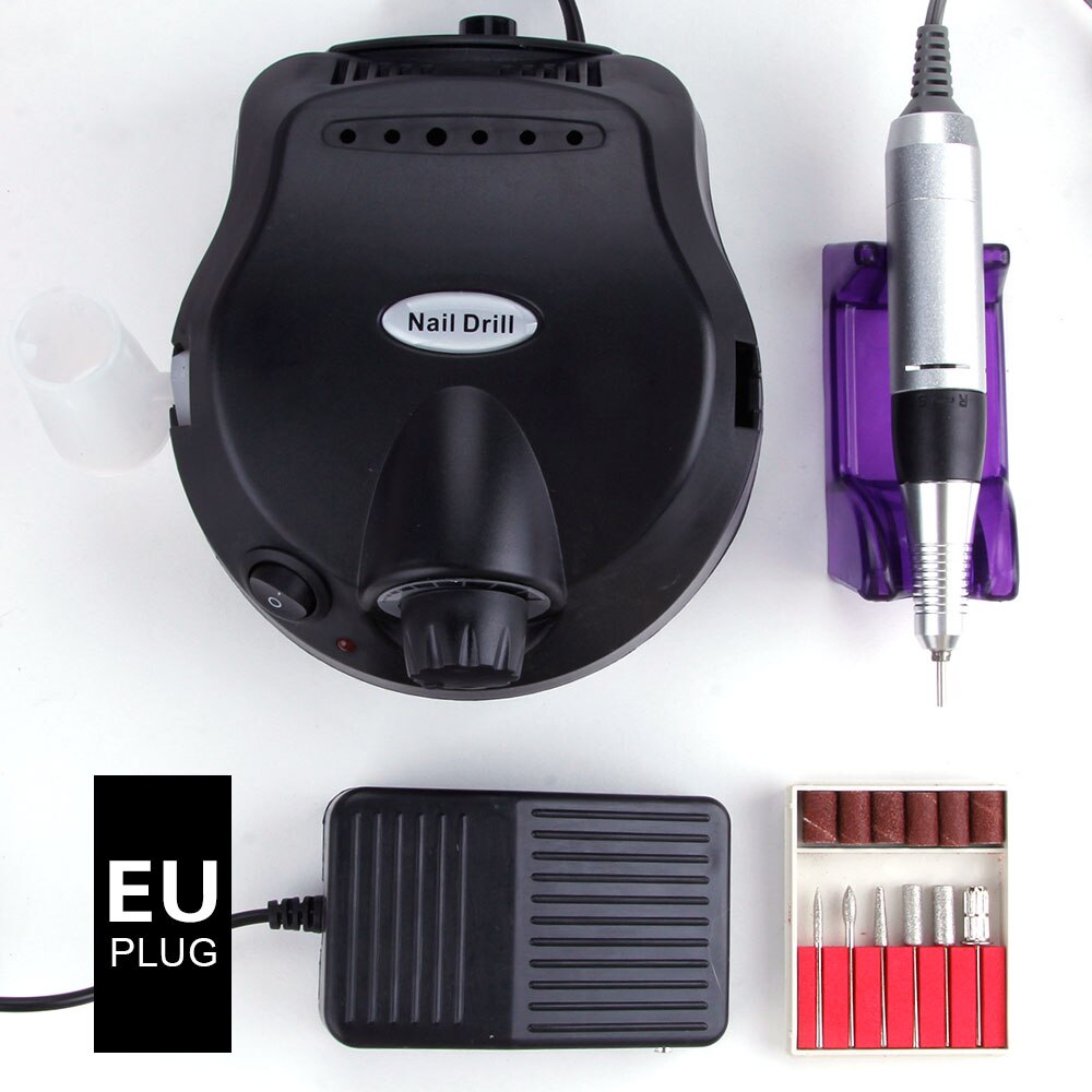 30000 RPM máquina aparato para manicura pedicura eléctrica uñas broca conjunto de herramientas pulido de uñas de: Black EU Plug