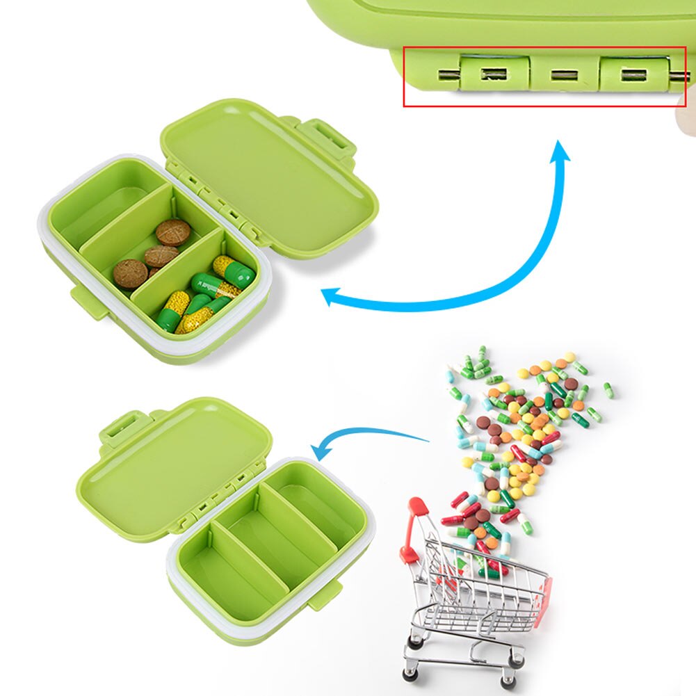 Pill Case Storage Box 3 Compartment Travel Portable Vitamin Divider Medicine Organizer Container P9