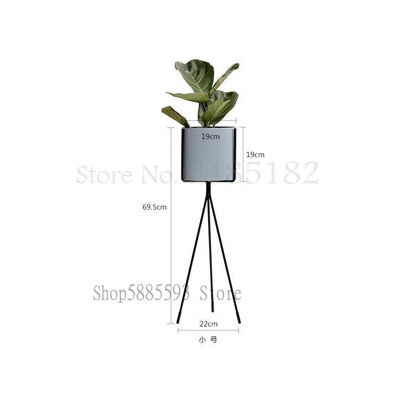 Scandinavische smeedijzeren bloemenstandaard, eenvoudig en stijlvol, balkon, woonkamer, binnen, staand, groen bloemenrek: 69.5 x 22 x 19cm 13