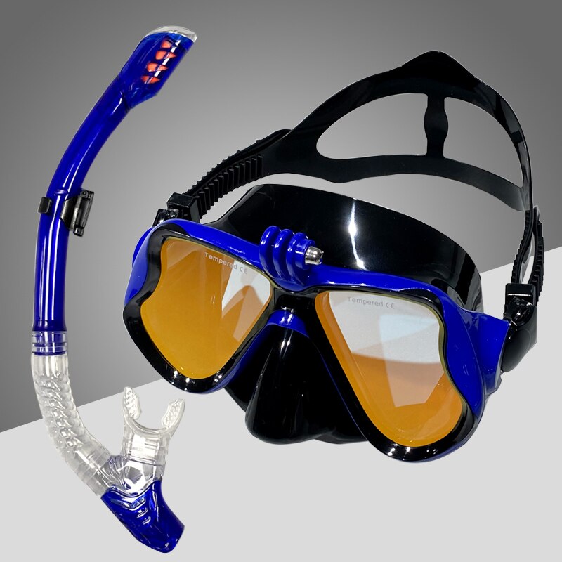 Drijvende Duiken Lung Duiken Pakket Masker Siliconen Rok Drie-Lens Volwassen Panoramisch Vol Droge Duikbril Drijvende Duiken Lung di: Bruin