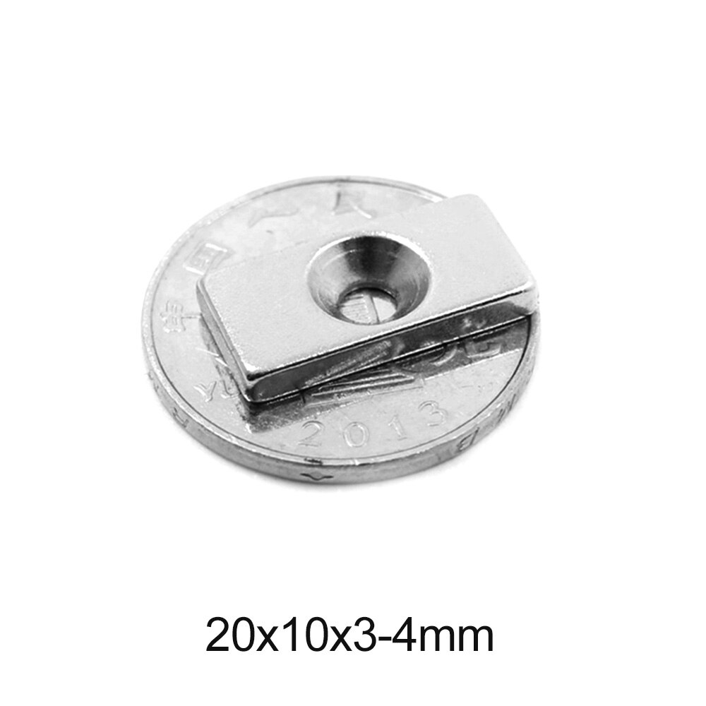 5 ~ 100 kpl 20 x 10 x 3-4 lohkoa voimakas magneetti 4mm -reikäinen irtotavaramagneetti 20 x 10 x 3mm-4mm vahvaa pysyvää ndfeb -magneettia 20*10*3-4 mm