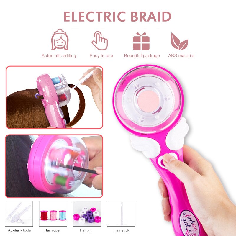 1Pc Meisjes Elektrische Automatische Haar Vlecht Diy Stijlvolle Vlechten Kapsel Tool Twist Braider Machine Weave Roller Pretend Kids Speelgoed