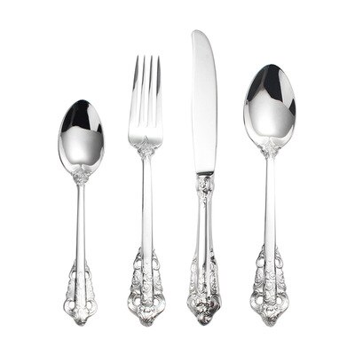 Juego de cubiertos dorados, cuchillo, tenedor, cuchara de acero inoxidable 18/10, tenedores, cuchillos, cucharas, juego de vajilla de cocina: silver 1set