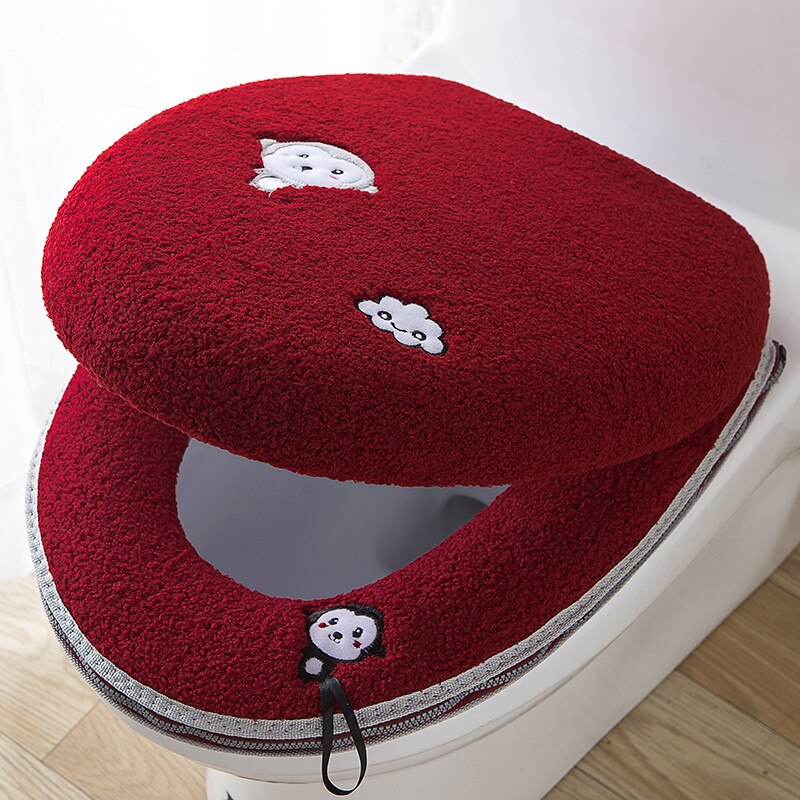 Toiletbril Mat Setbathroom Universele 2 Stks/set Kussen + Deksel Cover Warm Soft Wasbare Closestool Seat Case Winter Pad Bidet matten: monkey red covers