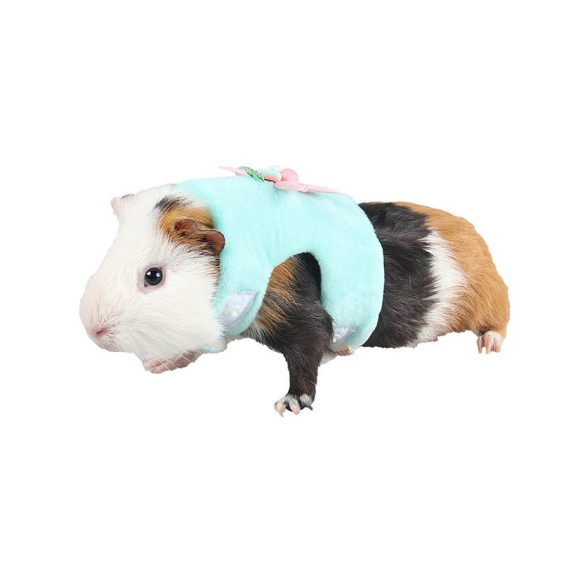 Sqinans mjuk flanell hamster marsvin sele med koppel set små husdjur tillbehör kanin väst kläder promenad koppel: Blå / S