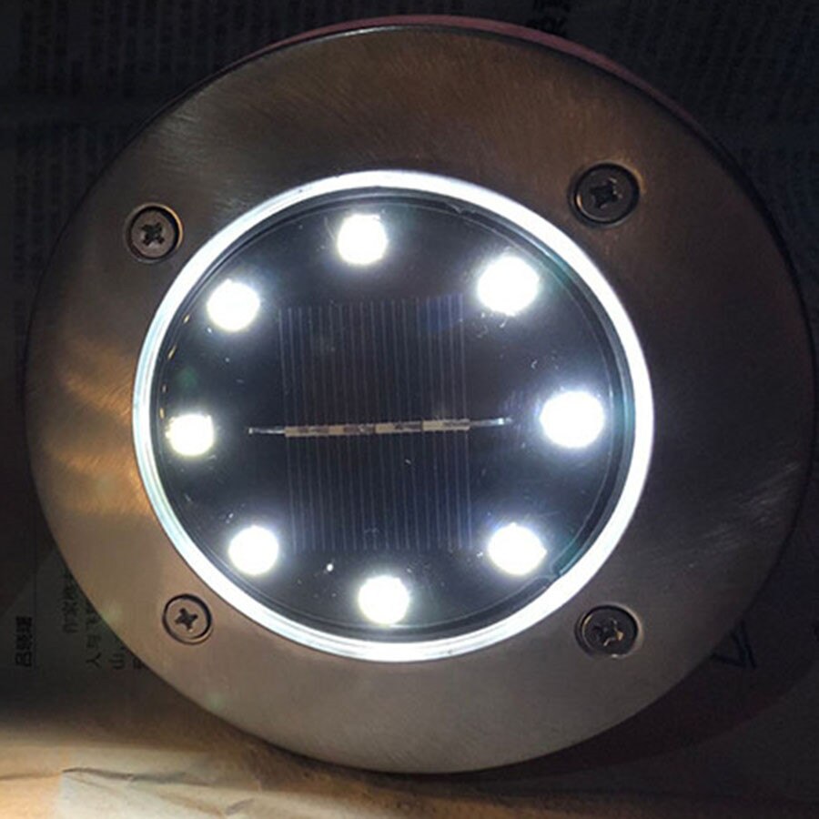 Solar Power Begraven Trap Licht 8Leds Outdoor Garden Pathway Floor Deck Solar Schijf Licht Patio Road Landschap Solar Ground lamp: White / 2PC