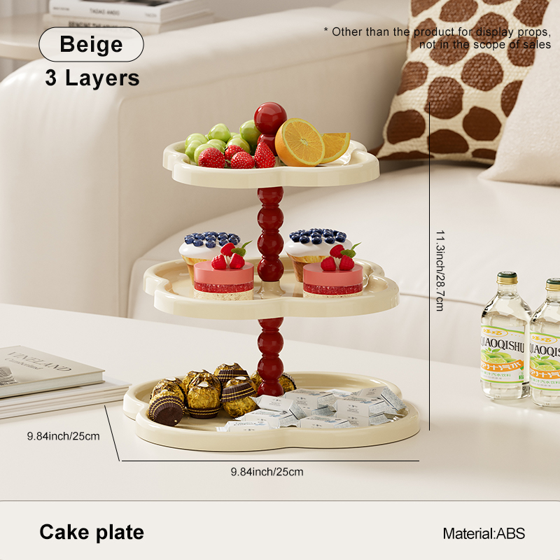 UFORU-Tablett, mehrstöckiges Wohnzimmer, exquisites Nachmittagstee-Herztablett mit hohem Erscheinungsbild, französisches Kuchen-Dessert-Snack-Tablett: Beige