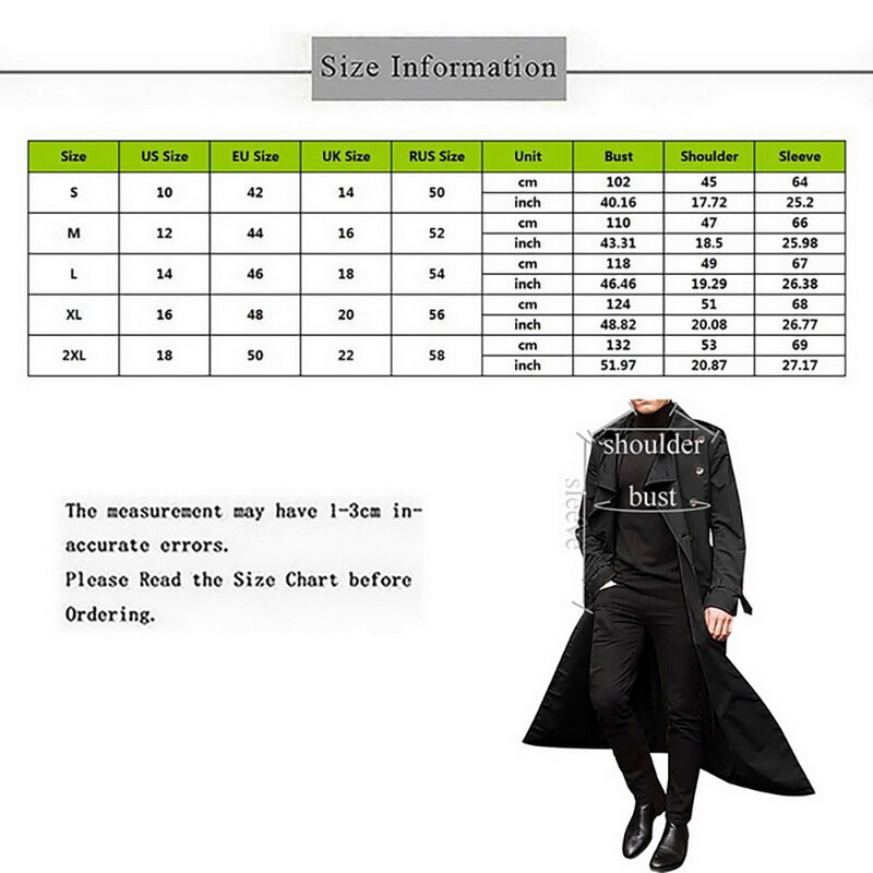 Mannen Overjas Vintage Lange Trenchcoat Mannen Jas Jassen Heren Business Zwart Casual Lange Solid Windscherm Jas Herfst Uitloper