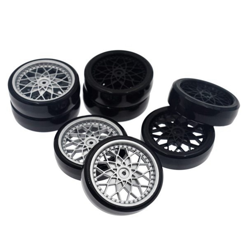 for WPL D12 Tires 4Pcs Wheel Rim Wheel Hubs Rubber Tires with 5mm Metal Hub Hex Adapter RC Car Upgrade Parts