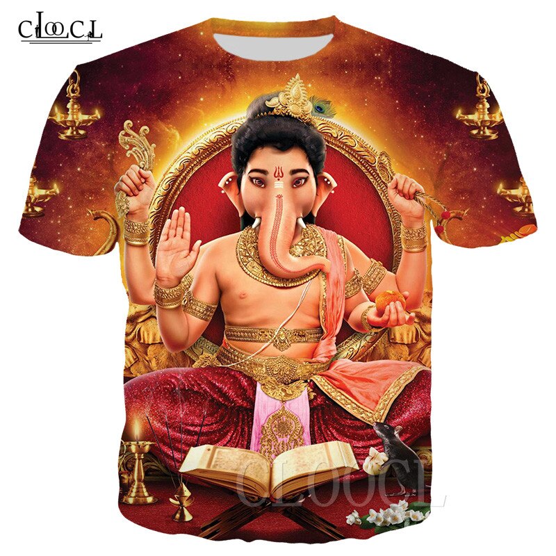 Hindu ganesha sommer t-shirts 3d trykt gud af visdom ganesha tshirt mænd kvinder kortærmet hip hop harajuku sweatshirt t-shirt: T-shirt 1 / Xxl