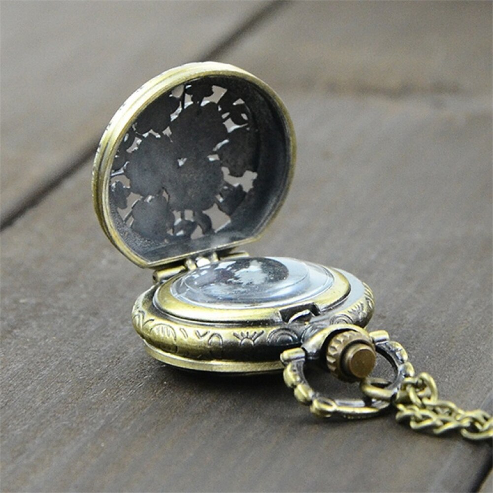 Fickur retro vintage steampunk kvarts halsband carving hänge kedja klocka fickur herr och kvinnors halsband klockor