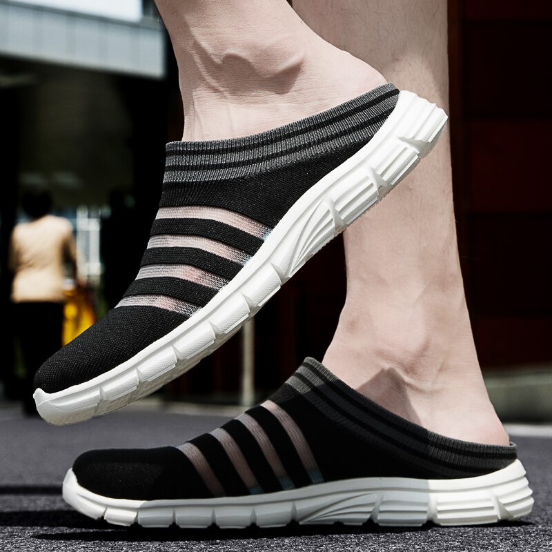Chaussures d'été hommes sandales sans lacet plage pantoufles hommes baskets sabots hommes maille respirant Sandalias Zapatos Hombre taille 44