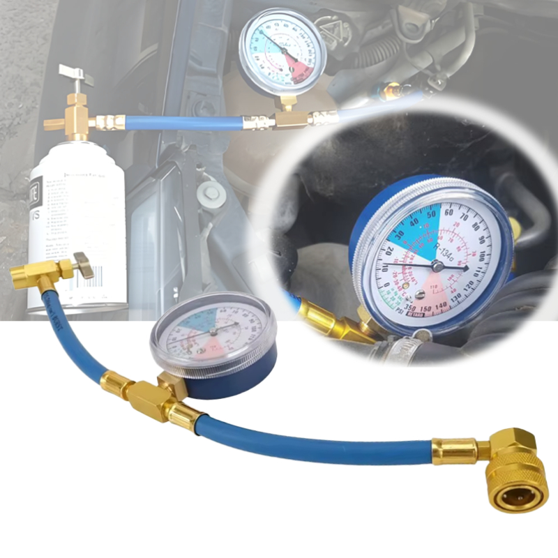 Tuyau de mesure de Recharge de réfrigérant R134A pour climatisation de voiture, avec manomètre, Kit de mesure, outil de réparation