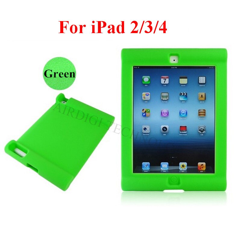Shockproof Protective Case for Apple iPad 2/3/4 Silicone Proof Case Cover for Home Children Kids with: green for ipad 2 3 4
