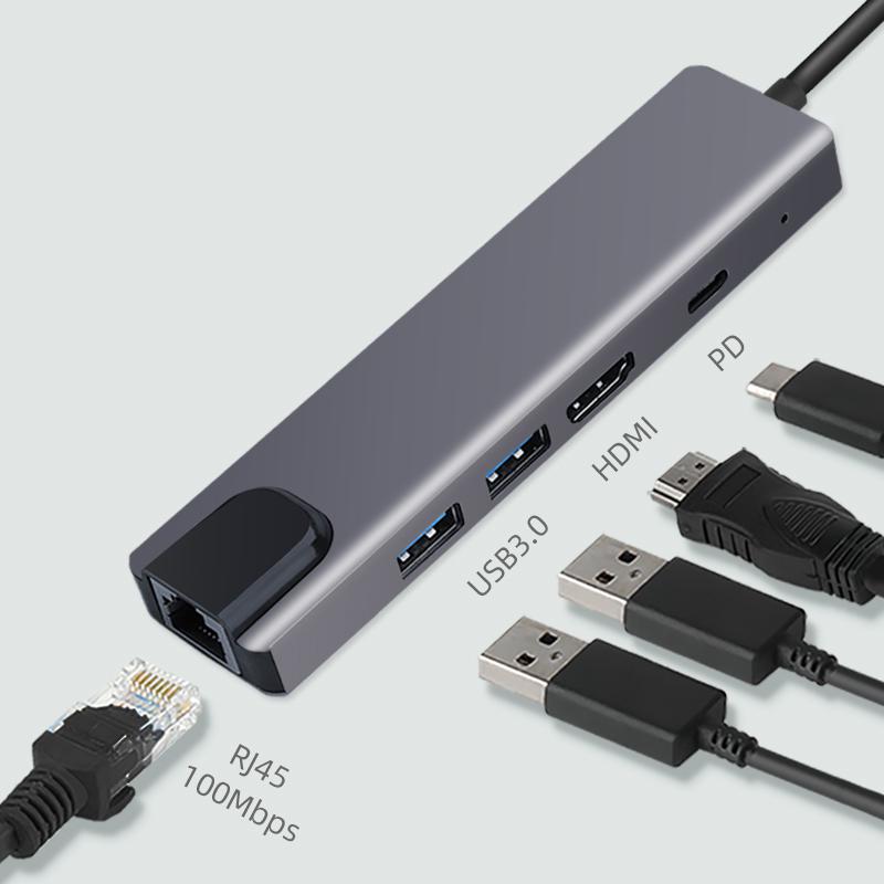 Estación de acoplamiento de concentrador USB tipo c, 5 en 1 a HDMI/USB-C, multifunción, Macbook Pro, portátil, Thunderbolt 3