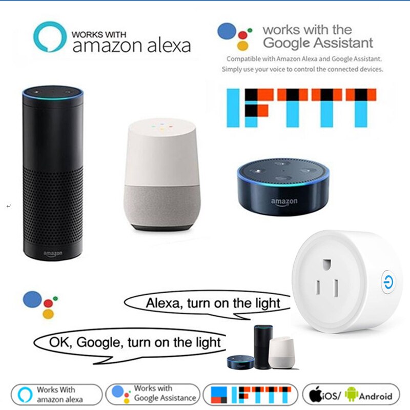 Smart Wifi Power Plug with Surge Protector Voice Control Smart Home Wifi Wireless Socket Outlet Work with Alexa Google Home Tuya