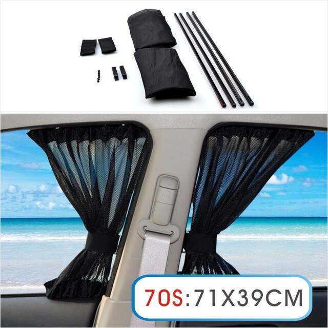 2 x Update 70S adjustable Vehicles Elastic Car Side Window Sunshade Curtains Auto Windows Sun Visor Blinds Cover