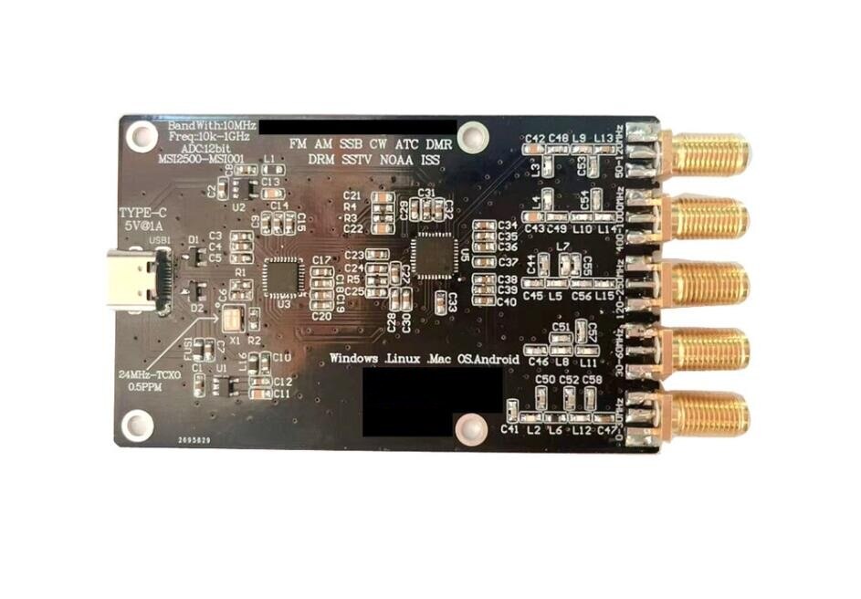 10kHz To 1GHz SDR Receiver HF AM FM SSB CW Aviation Band Receiver 0.5PPM AM FM SSB ATc SSTV iSS + USB Cable + Metal Case