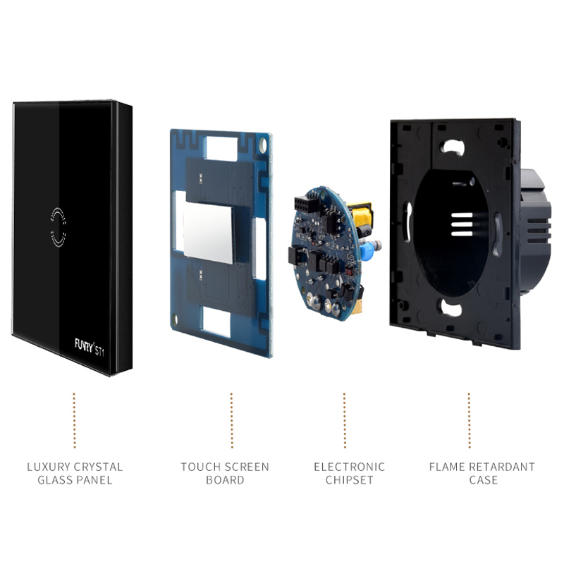 FUNRY ST1 1 gang 1 way EU Standard Touch Switch Glass Panel Lamp Switch Wall Light Touch Switch 170-240V 86*86*36mm 7-200W/gang
