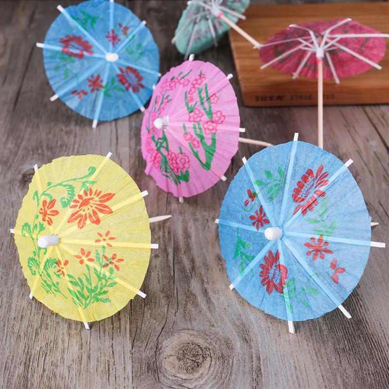 144 Pcs Cocktail Parasol Drink Umbrellas Paper Parasol Picks Cocktail Stick For Drinks Hawaiian Party And Pool Party Supplies