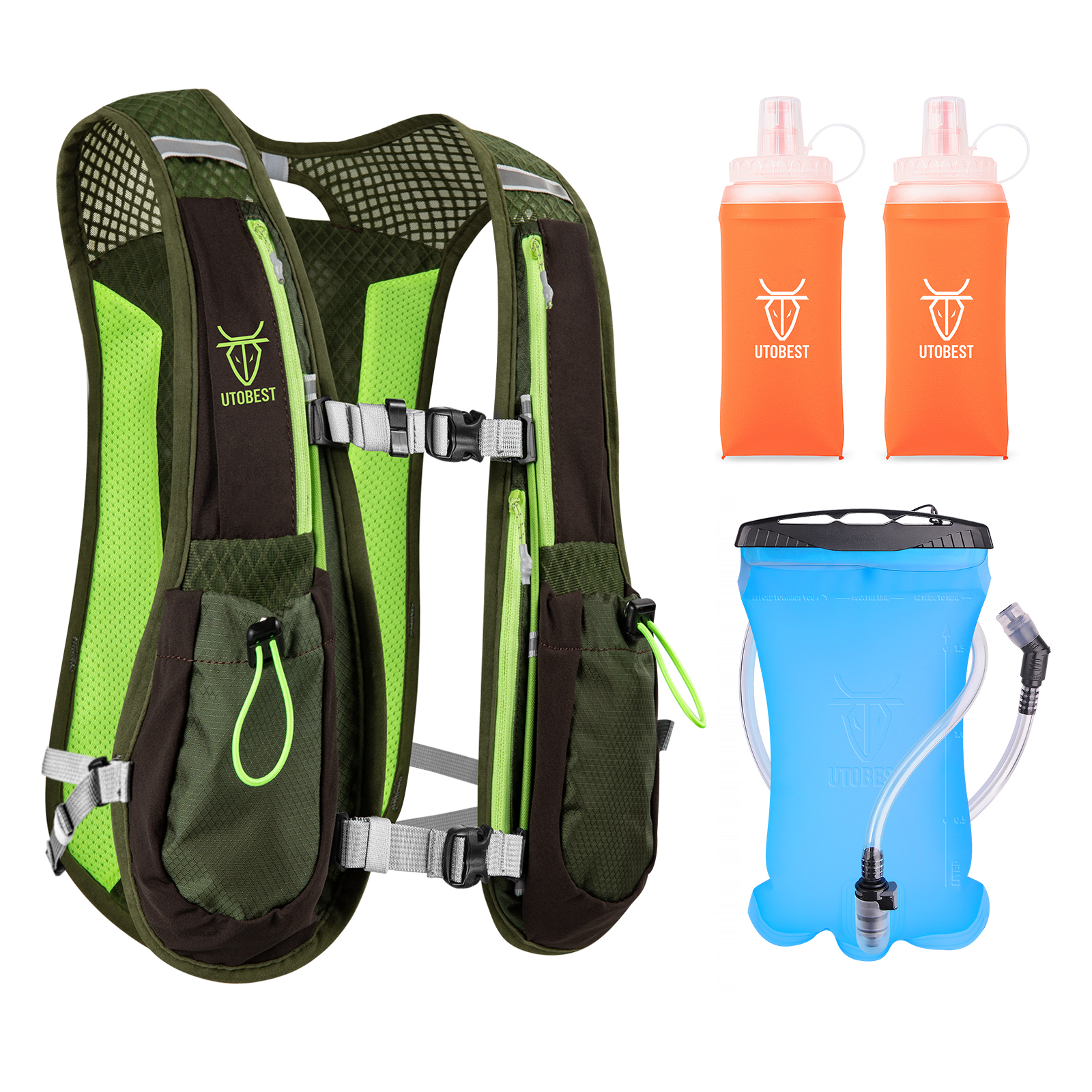 Utobest trailrunning rugzak 5l ultralichte hydratatievest ademende functionele rugzak voor marathons, fietsen en wandelen