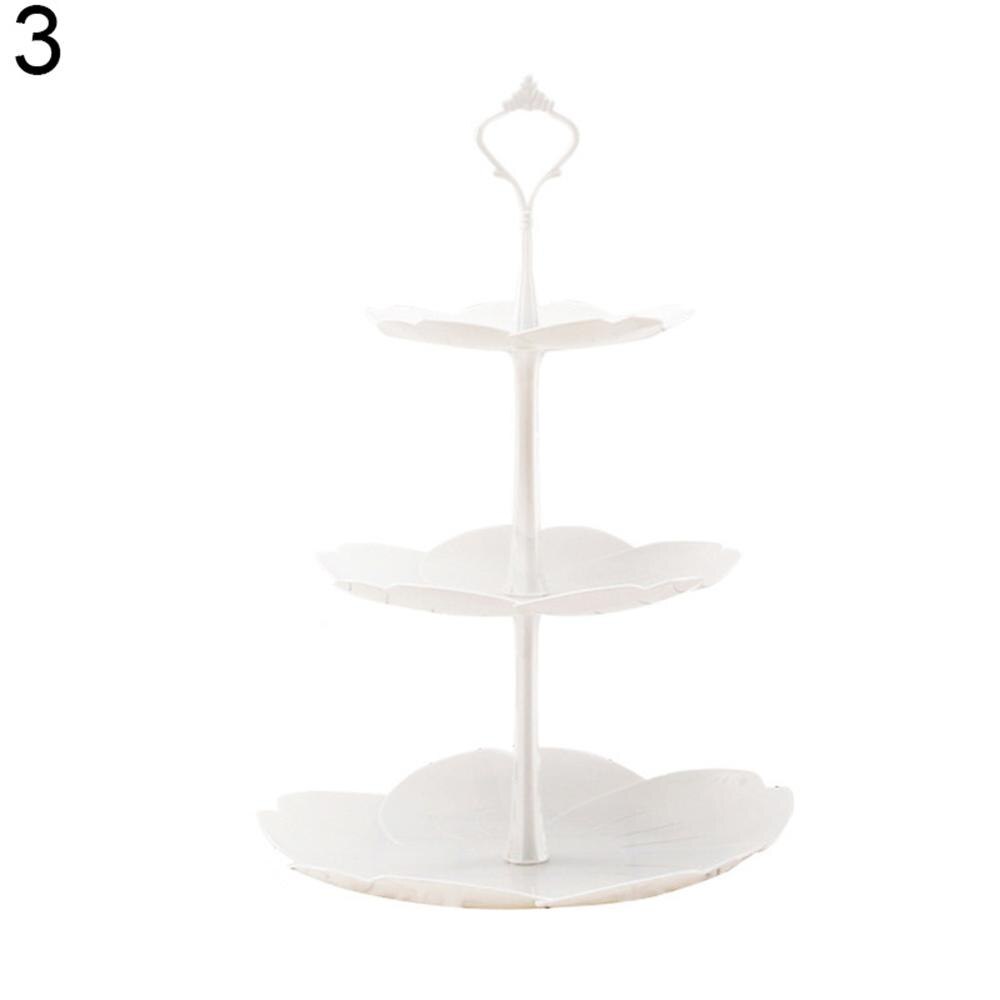 2/3 Tiers Fruit Cake Plate Holder Stand Home Festival Party Dessert Storage Rack Round/square/flower Dessert Plates Storage Rack: 3