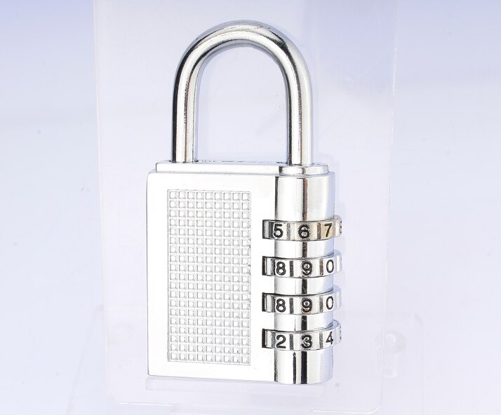 Heavy Duty 4 Dial Digit Combination Lock Weatherproof Security Padlock Outdoor Gym Safely Code Lock Black: Silver
