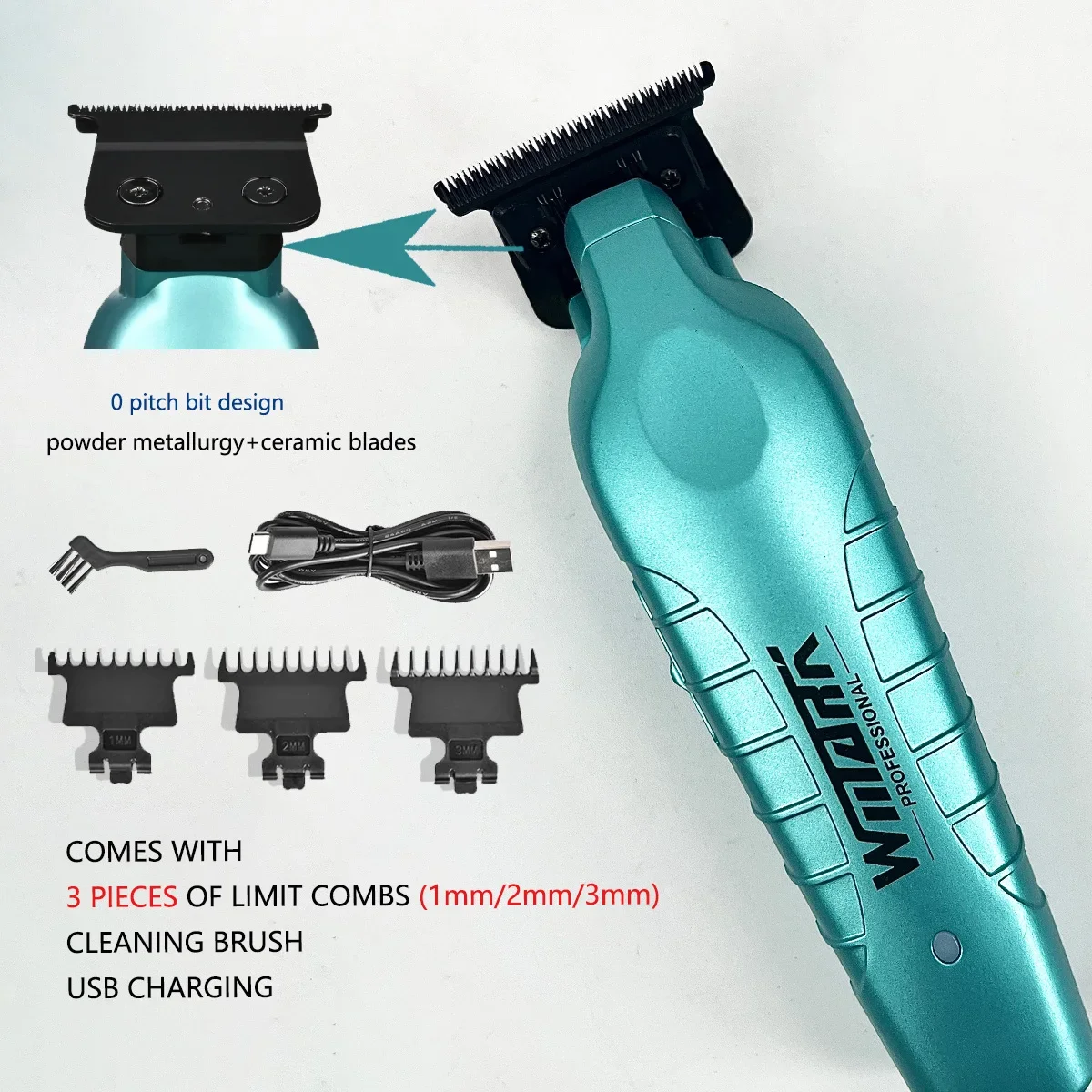 WMARK NG-317 Electric Hair Trimmer Oil Head Sculpt Contour Hair Finish Hair Salon Barber Machine with Charge Base