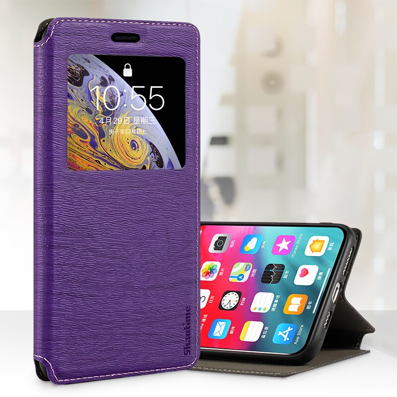 For HTC Desire 21 Pro 5G Case For HTC Desire 21 Pro 5G View Window Cover Invisible Magnet and Card Slot and Stand: Purple