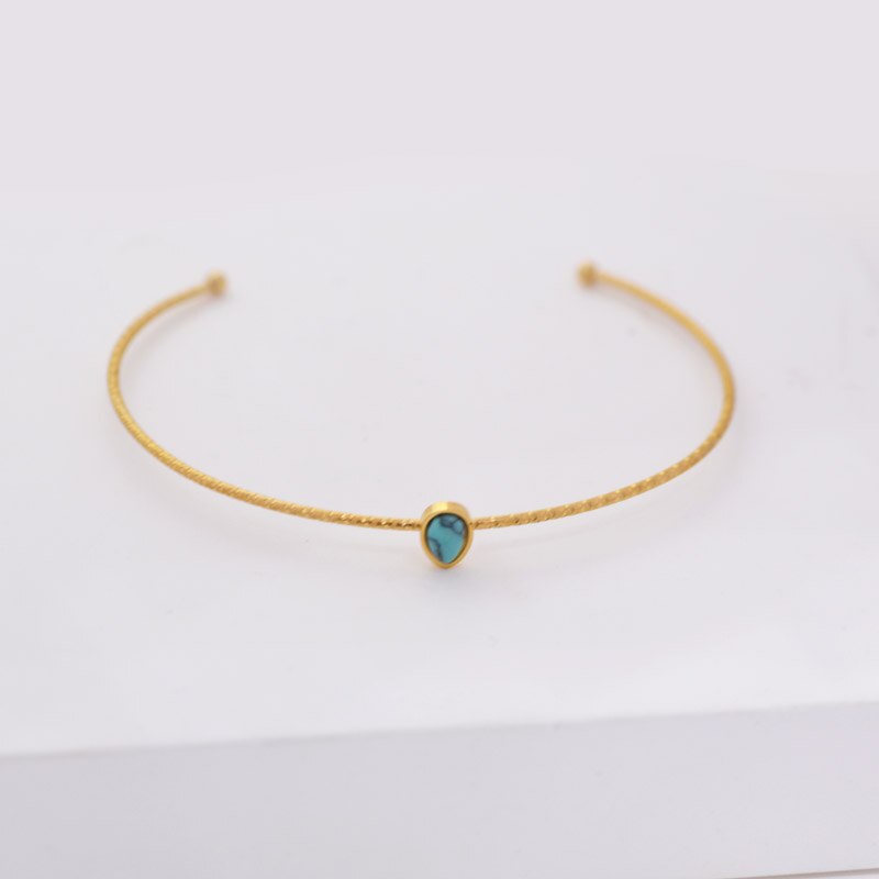 Wilden & Freies Böhmischen Edelstahl Gold Armreifen Für Frauen Wasser Tropfen Stein offen Bracleets Punk Boho Strand Armreifen Schmuck