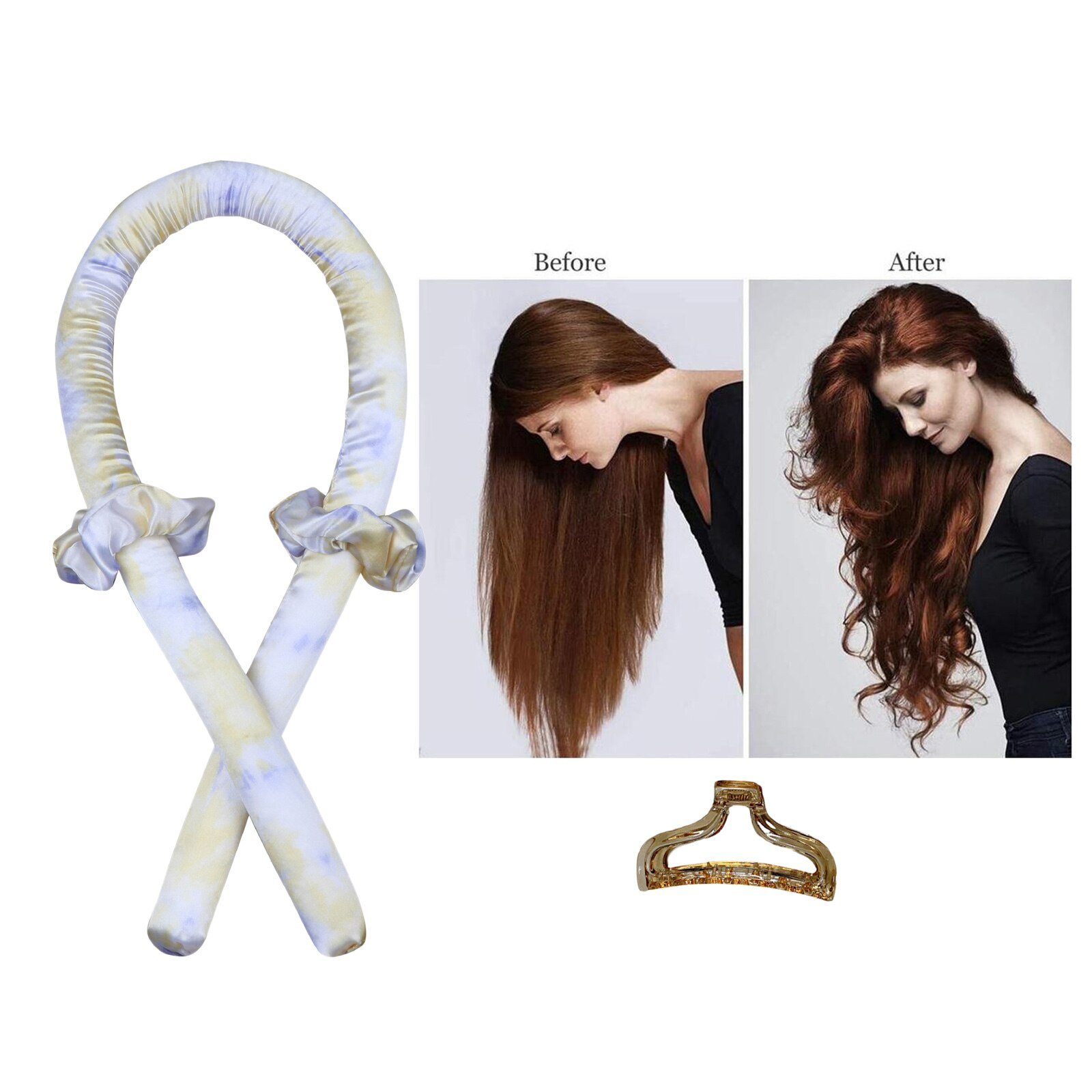 Heatless Curling Rod Headband No Heat Curls Hair Rollers Sleeping Soft Headband Hair Curlers Hair Styling Tools: Yellow Purple