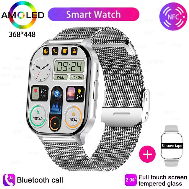 HK26 Inteligentny zegarek Mężczyźni Kobiety 2,4-calowy ekran AMOLED Bluetooth Połączenie Muzyka NFC AI Głos Niestandardowa tarcza sport zdatność naganiacz zwierza Smartwatch: Czerwony