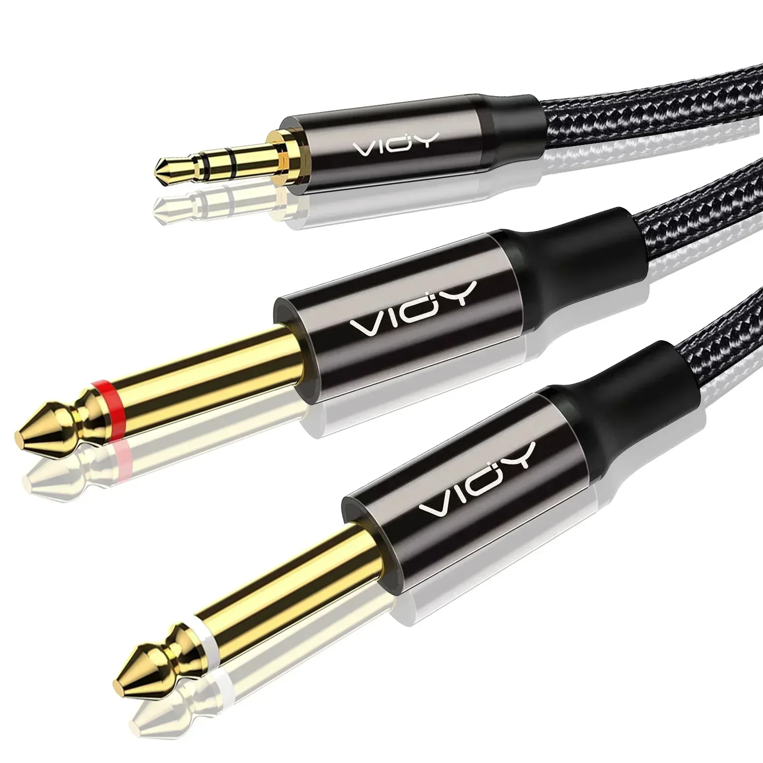 Kabel stereo 3,5 do 6,35 mm TRS do 2 x 6,35 mm TS Mono Y Splitter Audio Cord Kompatybilny z telefonem iPod Laptop Mikser Wzmacniacz