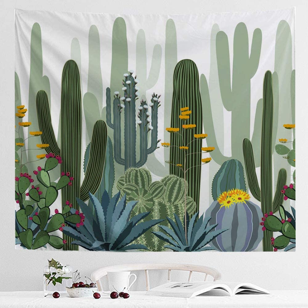 Kaktus vegghengende veggteppe ørken kaktuser natur plante blomster bohemsk kunst psykedelisk hippie teppe dekor til stue soverom