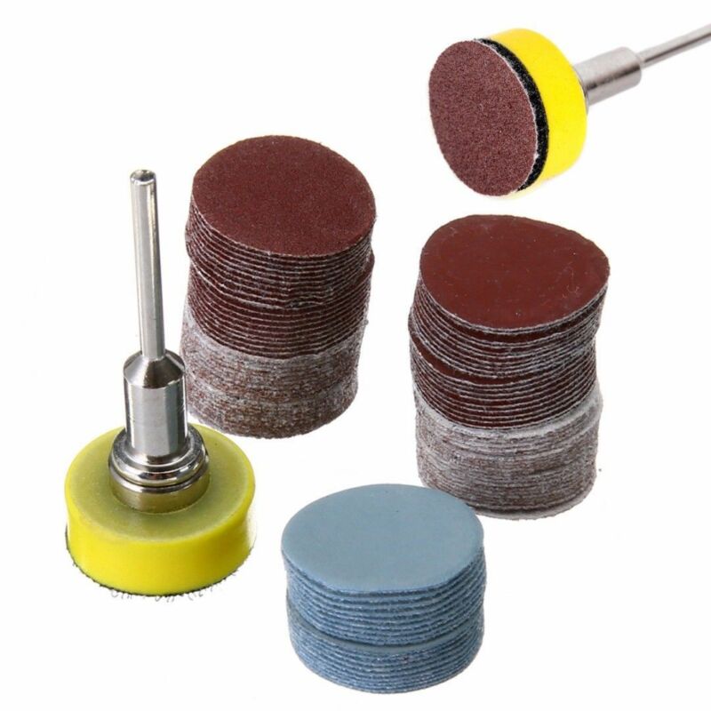 High sand disc + 1 inch abrasive hook and ring liner + 1/8 inch tool holder set for polishing 100 tools of 25mm