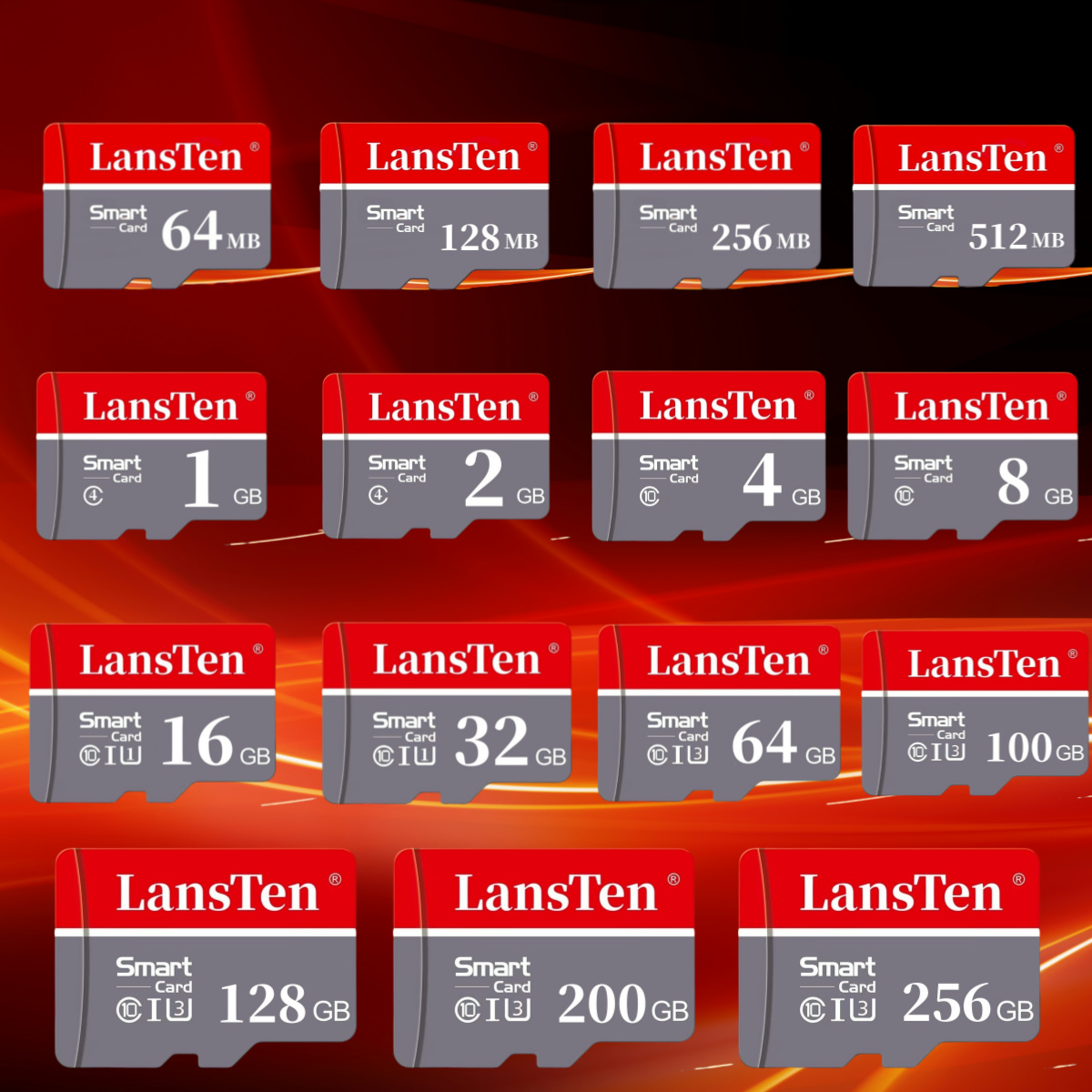LansTen Memory Card 64MB 128MB 256MB 512MB 1GB 2GB 4GB 8GB 16GB 32GB 64GB 100GB 128GB 200GB 256GB A1 U3 Class10 TF Card