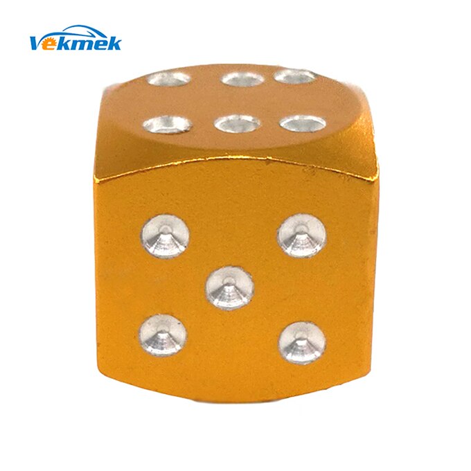 4pcs Dice Aluminum Tire Valve Caps for Auto Bike Motorcycle Boson Valve Stem Covers for US Valves Car Styling Parts Accessories: Golden
