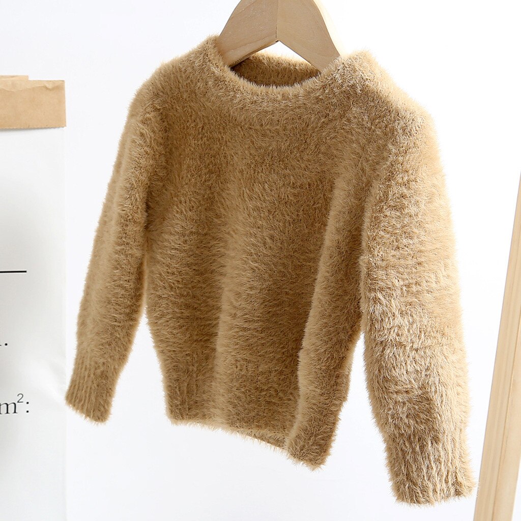 Enfant en bas âge pull enfants bébé garçons fille décontracté solide hiver à manches longues pull haut col en o Polyester enfants vêtements