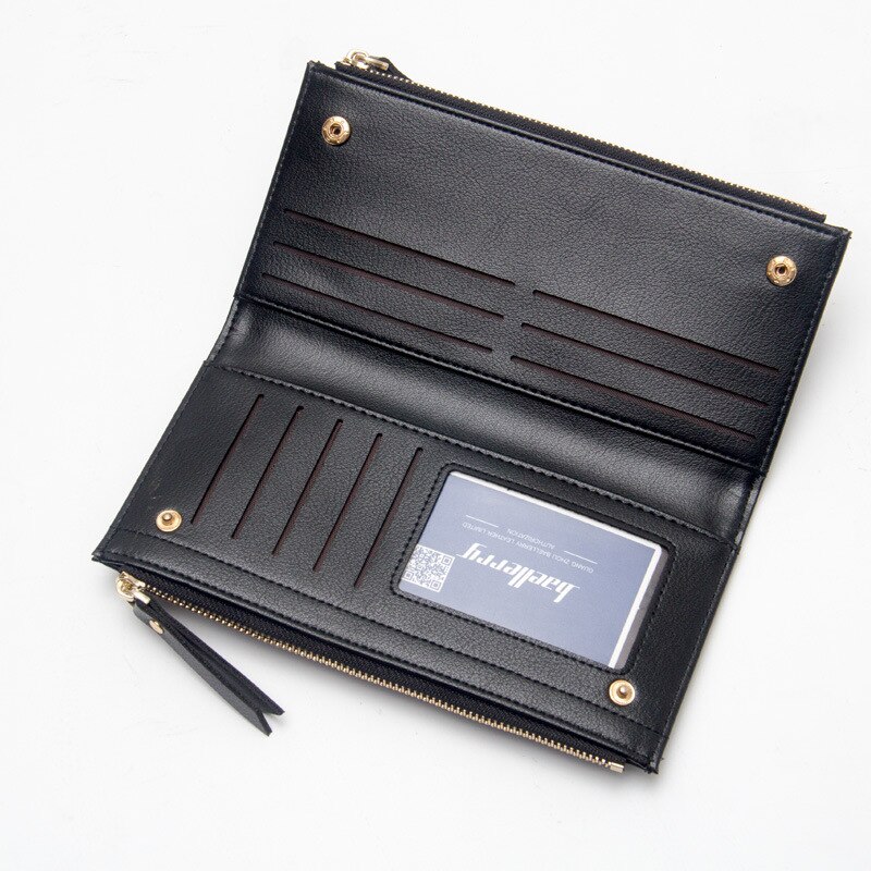 neue Lange Pu Frauen Brieftasche Kupplung frauen Geldbörse Beste Handy Brieftasche Weibliche Fall Telefon Tasche Carteira Femme: Black
