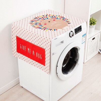 Cartoon full-automatic washing machine dust cover cotton fabric antifouling sunscreen single door refrigerator cover cloth: Red