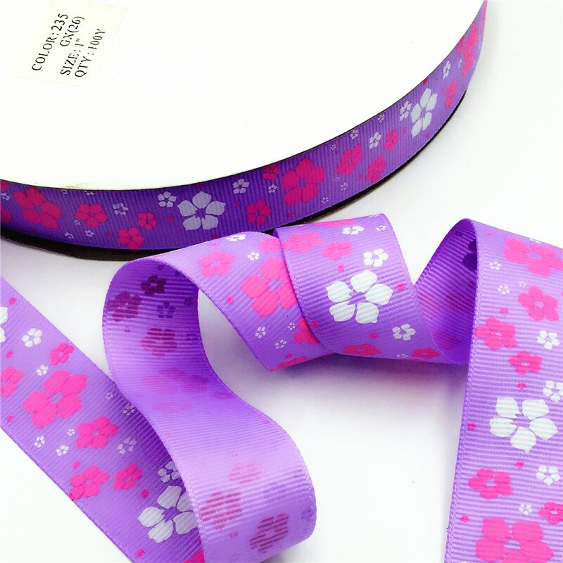 Suoja 5 Yard 1 "(25 Mm) Mooie Bloem Patroon Grosgrain Lint Tape Diy Handgemaakte Hairbow Lint