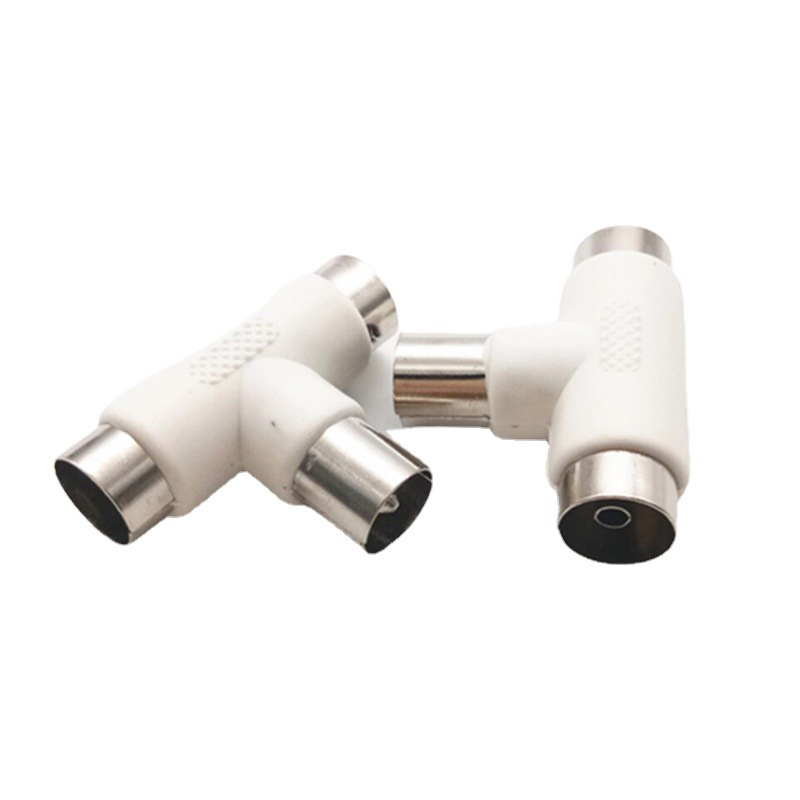 Cable divisor de TV enchufe en forma de T de tres vías TV una revolución dos adaptadores RF hembra adaptador de conector de línea de señal