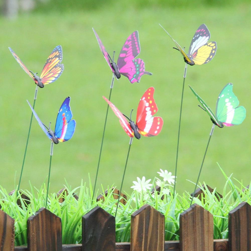 Tuin Ornament Tuin Decor Gazon Decoratie Vlinder Plastic Creatieve Levensechte Mooie 5 Stks/partij 3D Dubbele Yard Bloempot