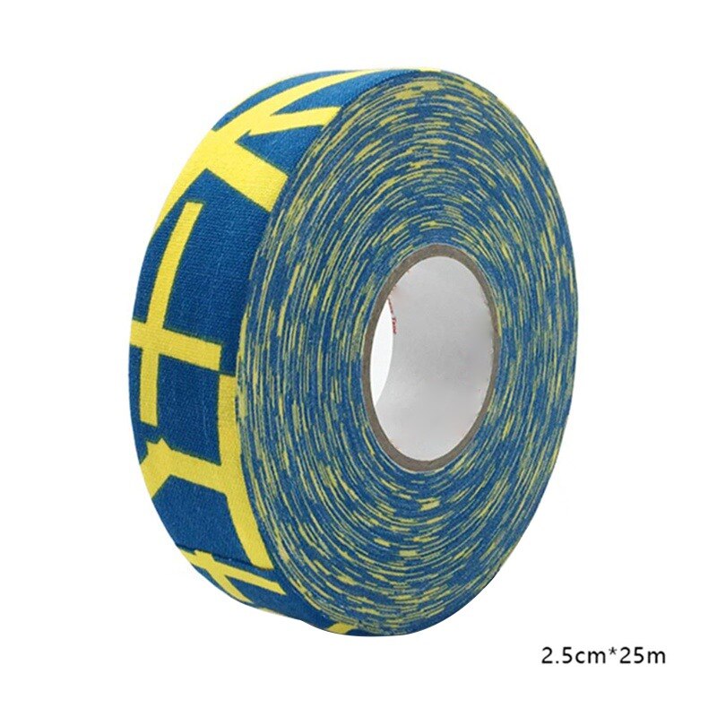 1PC 2.5cm x 25m di Stoffa Hockey Su Nastro di Sport di Sicurezza Calcio Pallavolo Basket Ginocchiere Hockey Su Nastro del Bastone da Golf gomito Nastro Nuovo: yellow cross