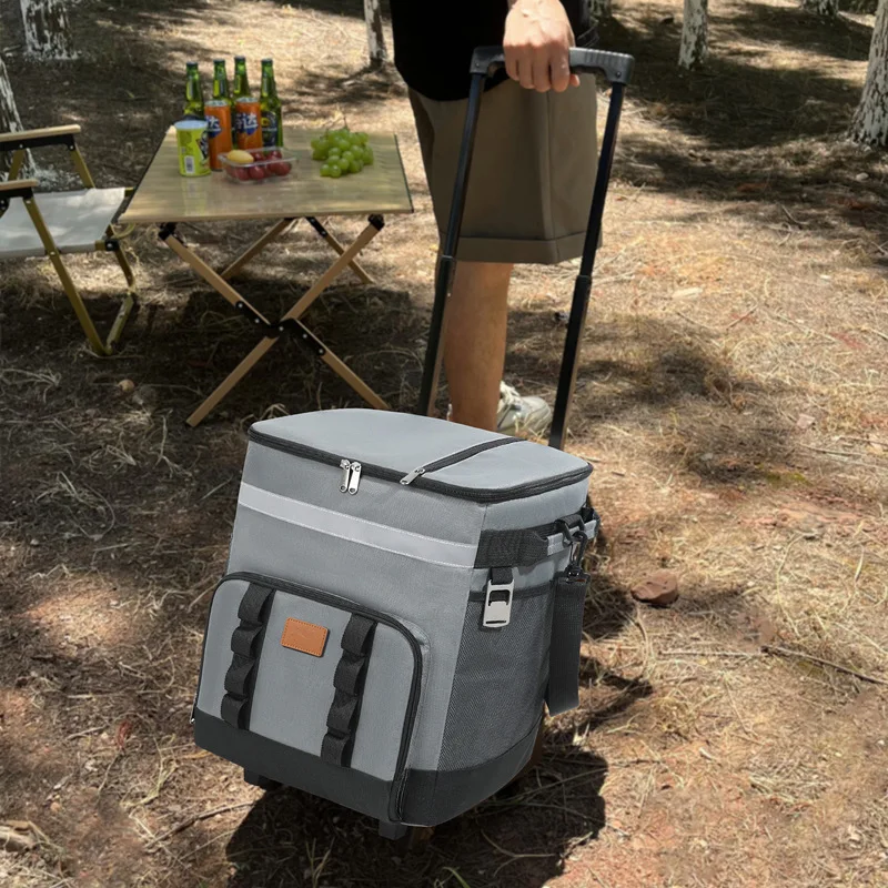 35l lækagesikre bløde køletasker med hjul, stor kapacitet, isoleret termo-tote til picnic, camping, strand, multifunktionel