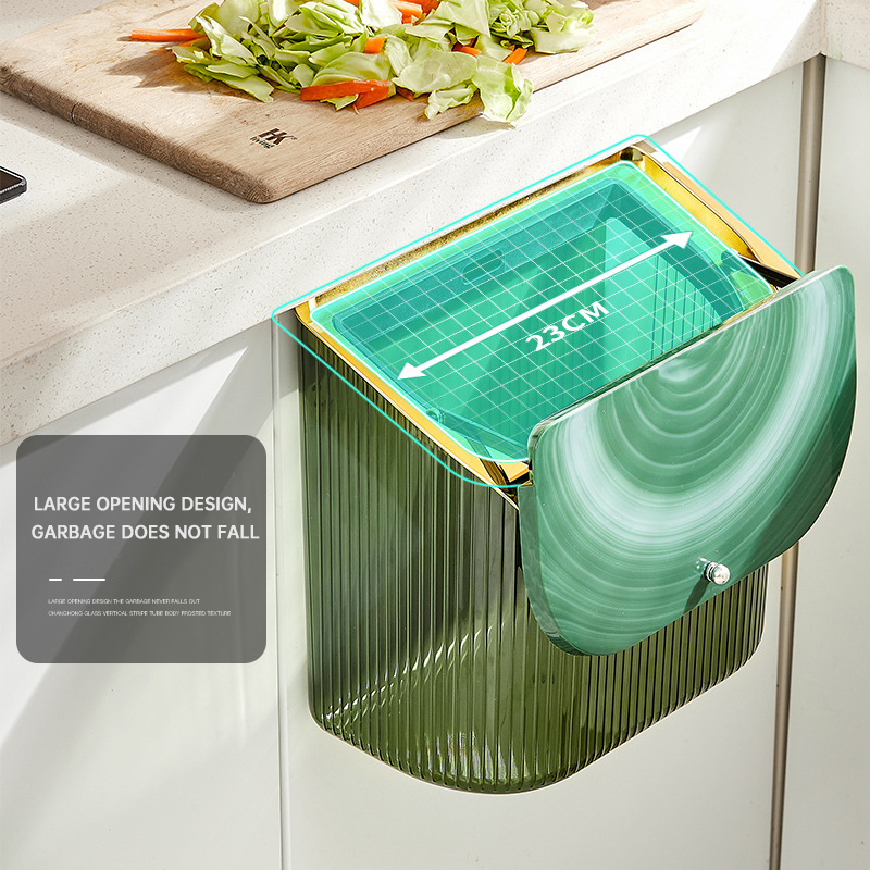 Poubelle de cuisine murale 12l avec couvercle, panier de rangement Transparent suspendu à la porte de l&#39;armoire, corbeille décorative