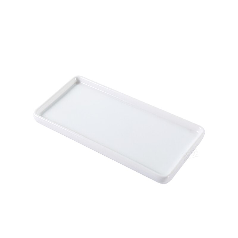 Bandeja Rectangular de cerámica de estilo japonés, plato Rectangular de porcelana blanca, bandeja para enjuague bucal, bandeja de almacenamiento para sala de baño