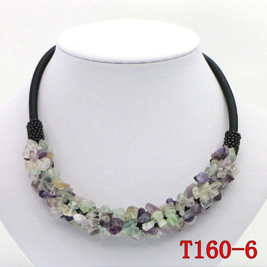 WUBIANLU 13 Styles Natural Spar Coral Tourmaline Lapis Lazuli Agates Aventurine Chokers Necklaces For Women Costume Jewelry: T160-6