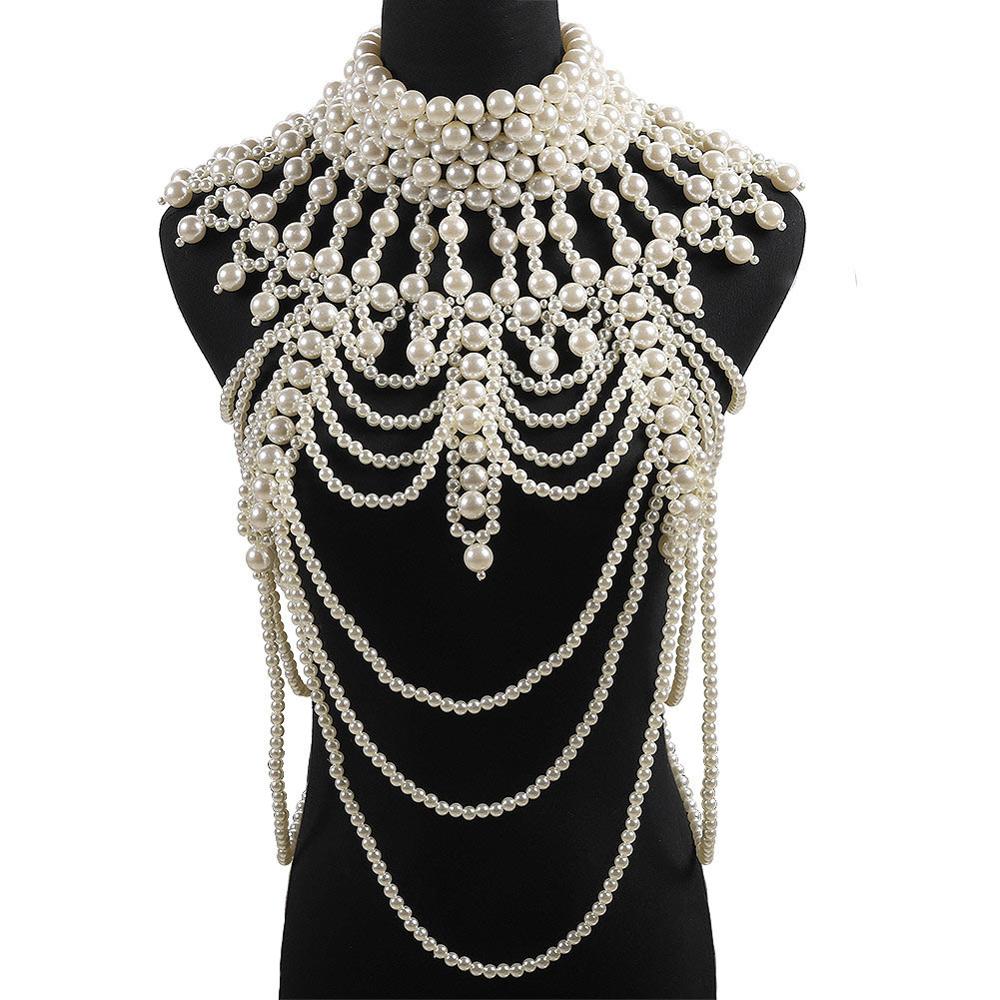 Miwens Luxe Unieke Gesimuleerde Pearl Body Kettingen Sieraden Voor Vrouwen Bridal Wedding Big Verklaring Jewelrys Brand: body chains 1