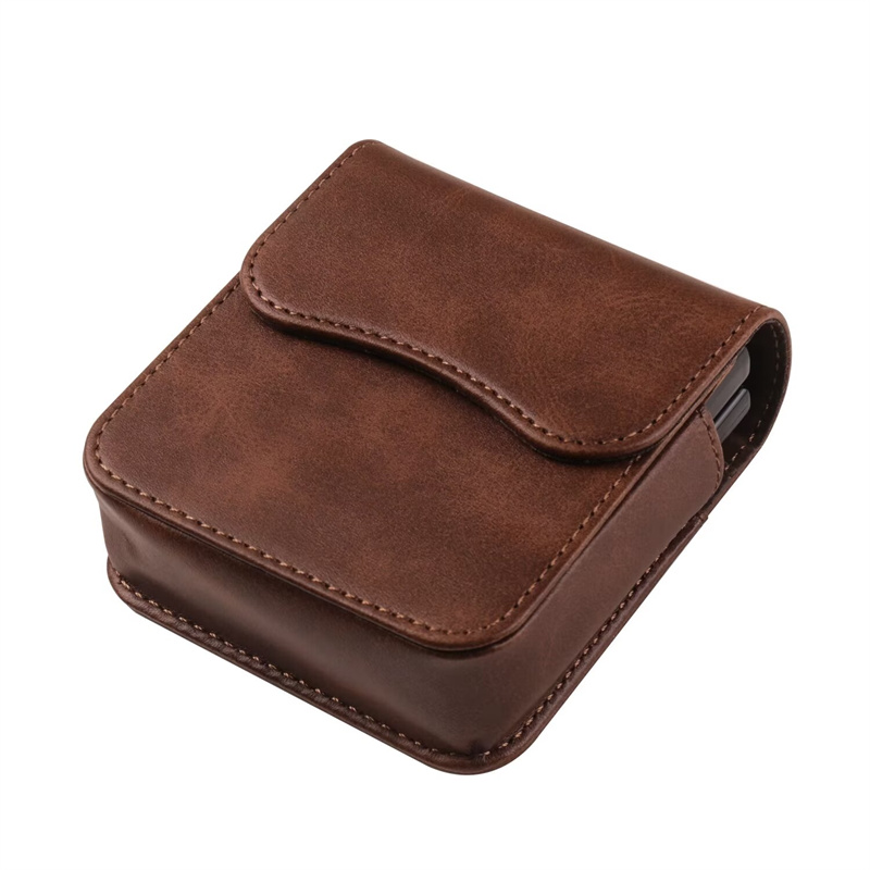 Leather Belt Clip Magnet Flip Case For Motorola Razr 40 50 60 Ultra Folding Cover Card Slot: aluminum / Coffee